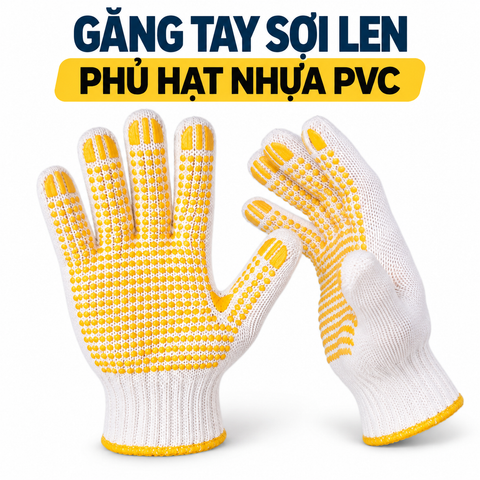 Găng tay sợi len phủ hạt nhựa