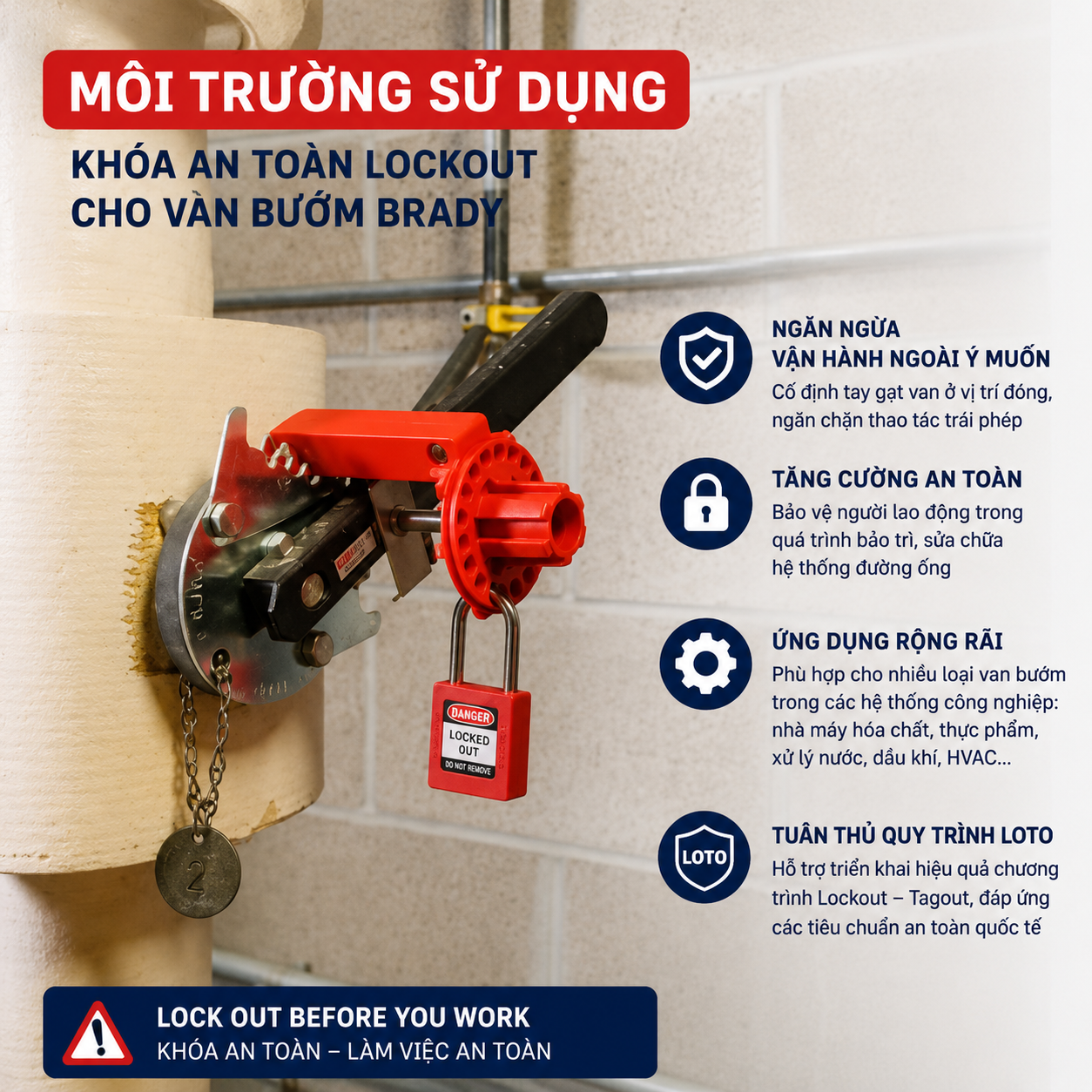 Khóa an toàn lockout cho van bướm
