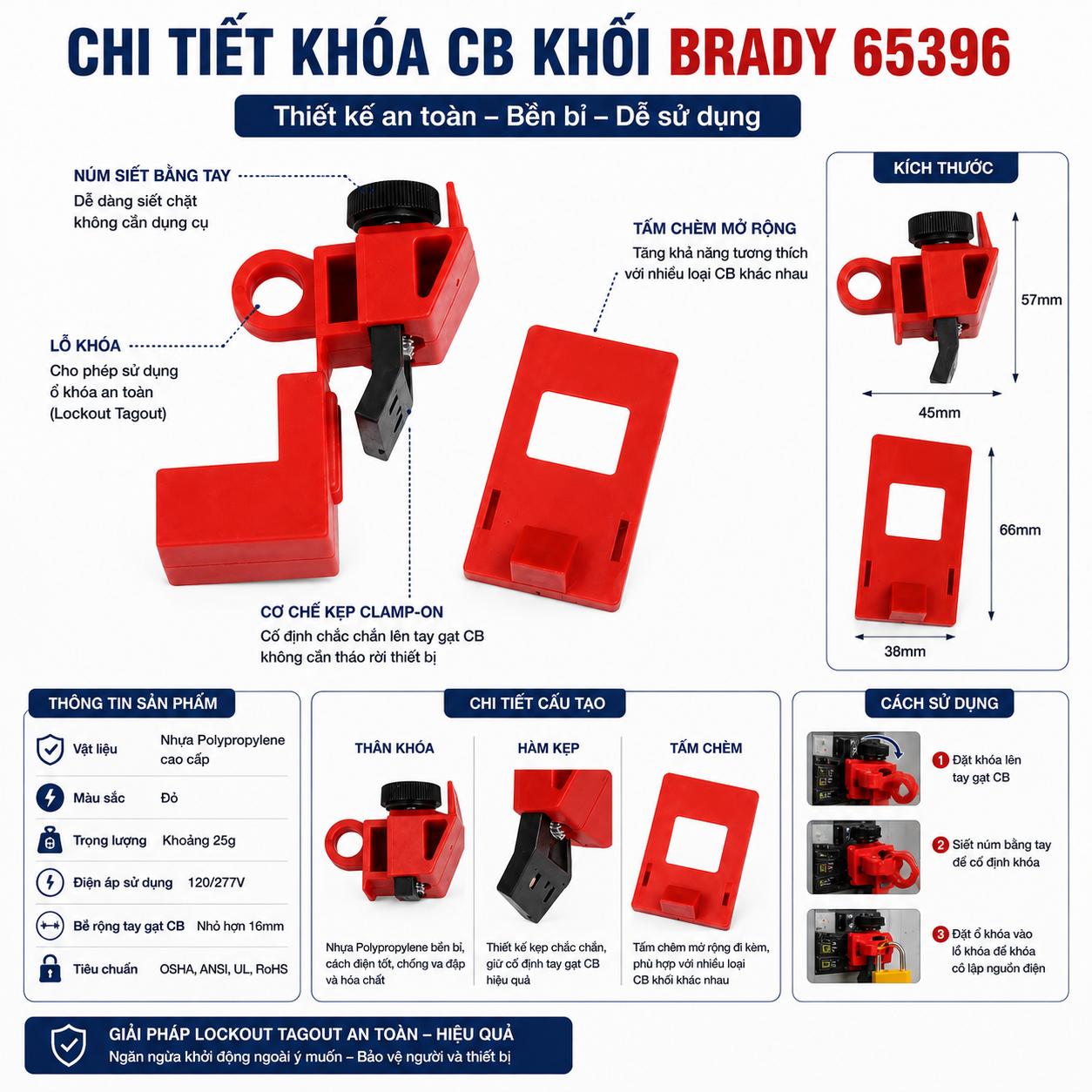 Khóa CB Khối Brady – Loại 120/277V, loại 480/600V, loại 480/600V