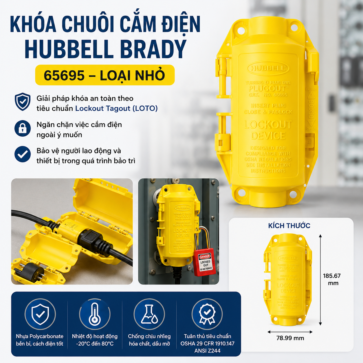 Khóa Chuôi Cắm Điện Hubbell Brady