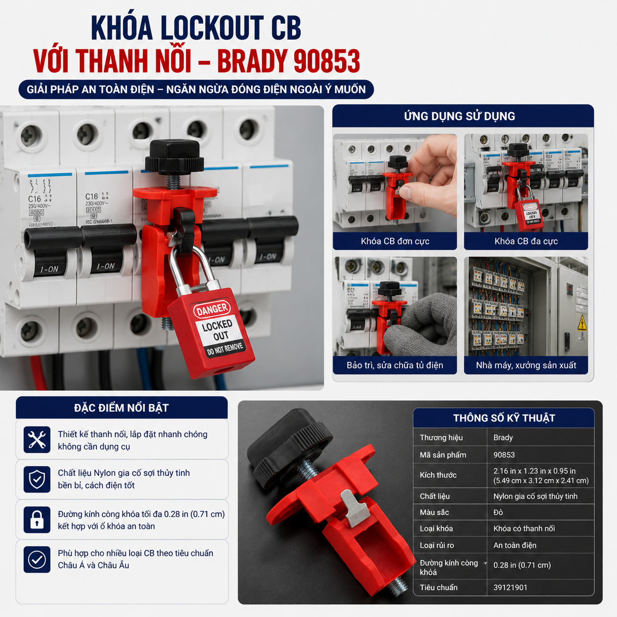Khóa lockout CB với thanh nối