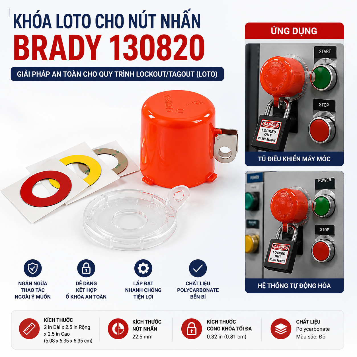 Khóa loto cho nút nhấn Brady 130820