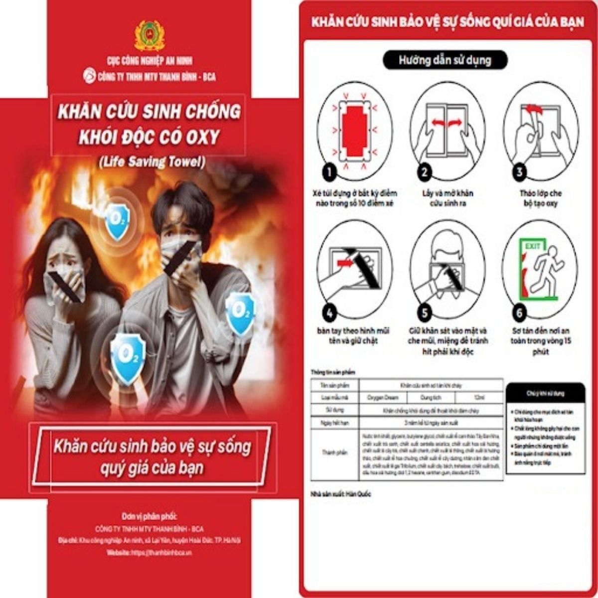 Khăn cứu sinh chống khói độc Phòng cháy chữa cháy