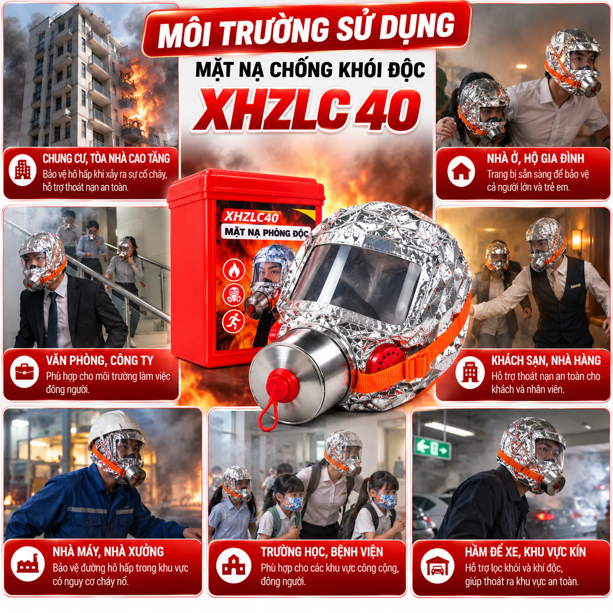 Mặt nạ chống khói độc XHZLC 40 chính hãng