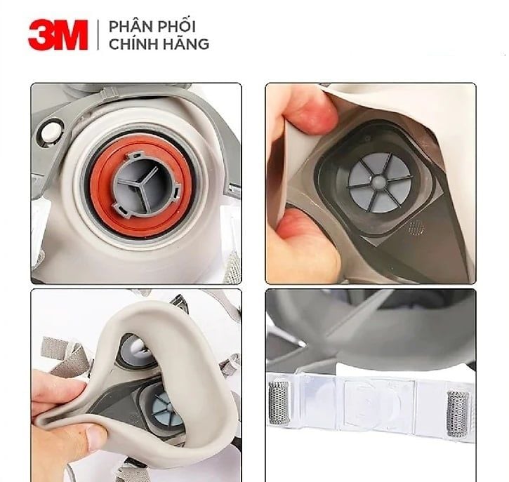 Mặt Nạ Phòng Độc 3M 6100, 6200, 6300 Màu Xám Chính Hãng