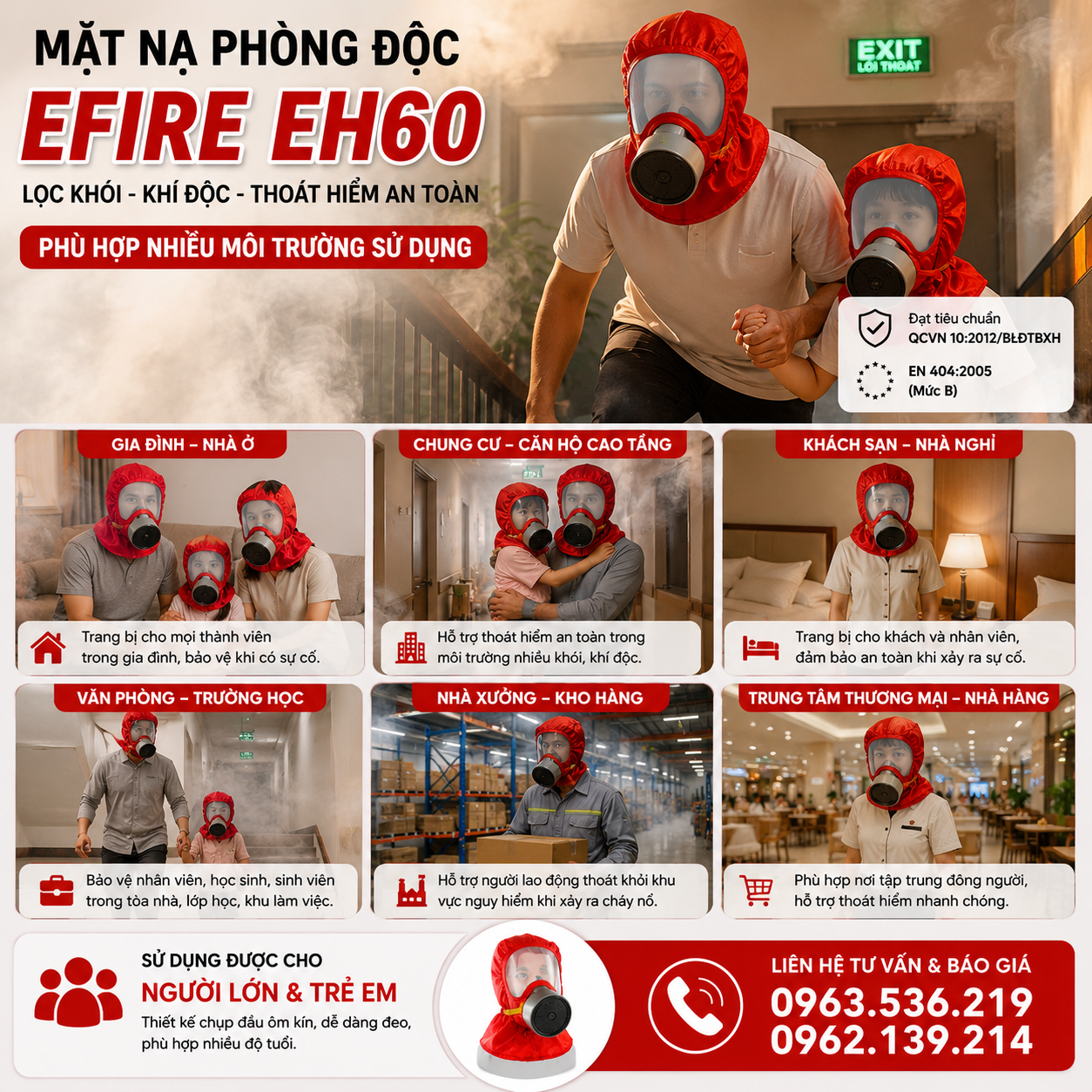 Mặt nạ phòng độc EFIRE EH60 chống khói PCCC