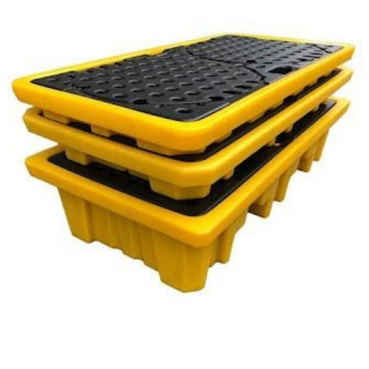 Pallet chống tràn 2 phuy thành cao có van xả