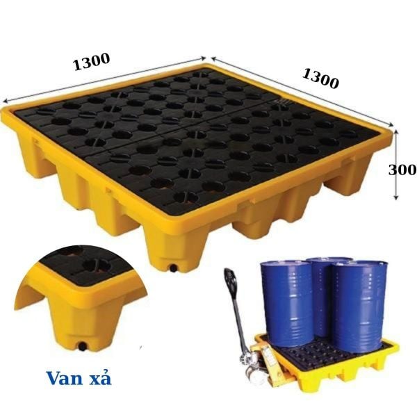 Pallet chống tràn 4 phuy thành cao loại đẹp tại Hải Phòng