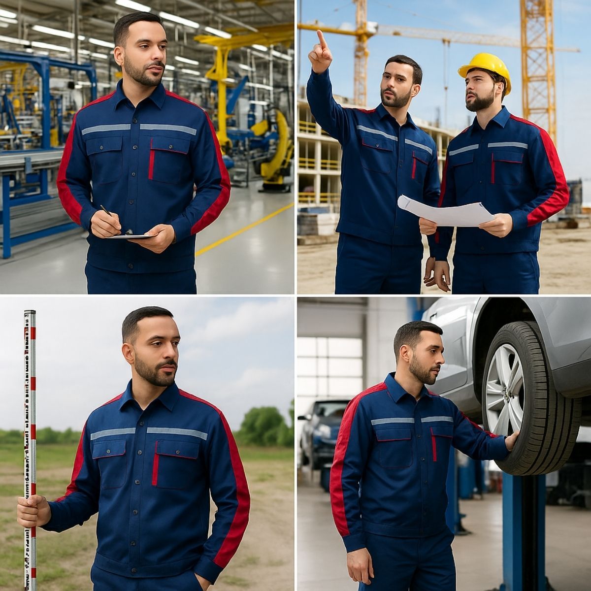 Quần áo bảo hộ may sẵn vải Pangrim tím than phối đỏ VIN 21