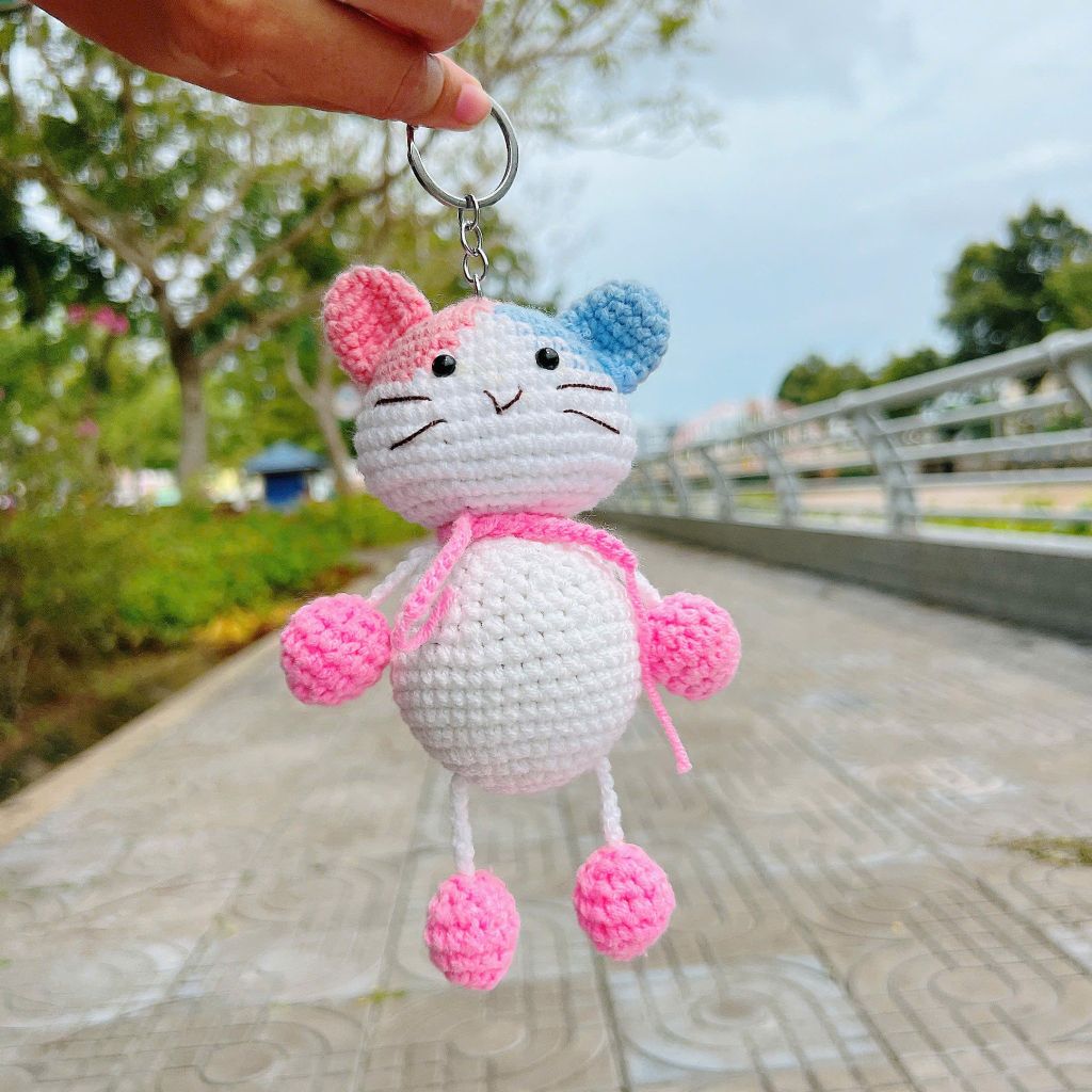Thú Bông Mèo Xanh Hồng