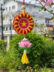 Macrame Vòng Tròn Cờ 10cm Có Tua Rua + Bé Sen