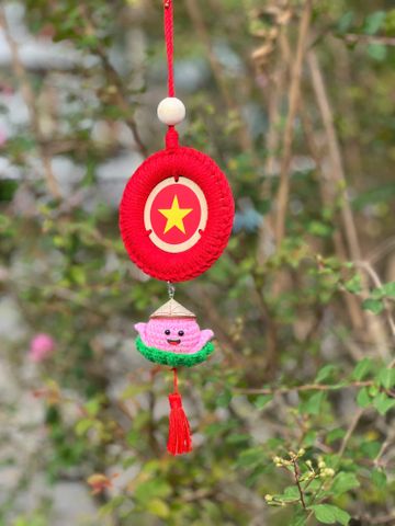 Macrame Vòng Tròn Cờ 10cm Có Tua Rua +  Bé Sen