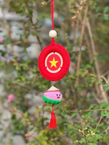 Macrame Vòng Tròn Cờ 10cm Có Tua Rua +  Bé Sen