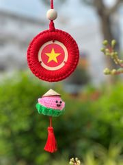 Macrame Vòng Tròn Cờ 10cm Có Tua Rua +  Bé Sen