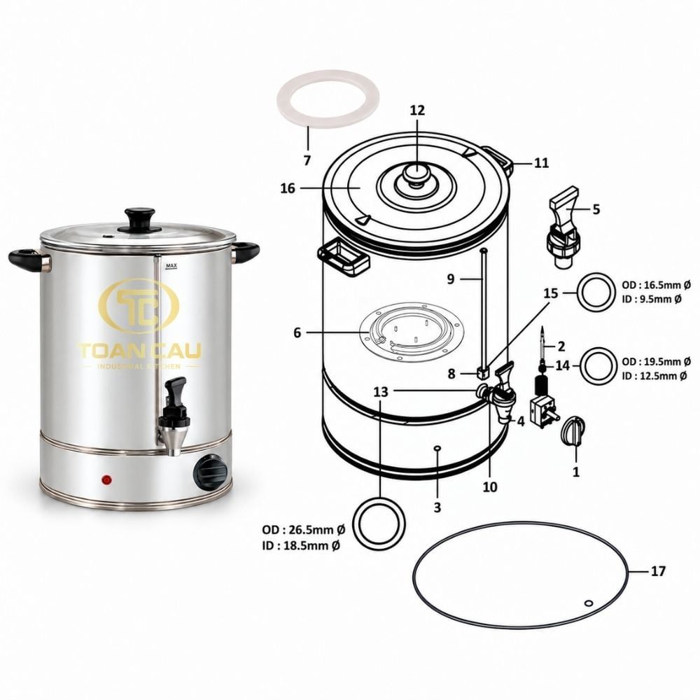 Bình Đun Nước 30L Berjaya WU-CH-30L