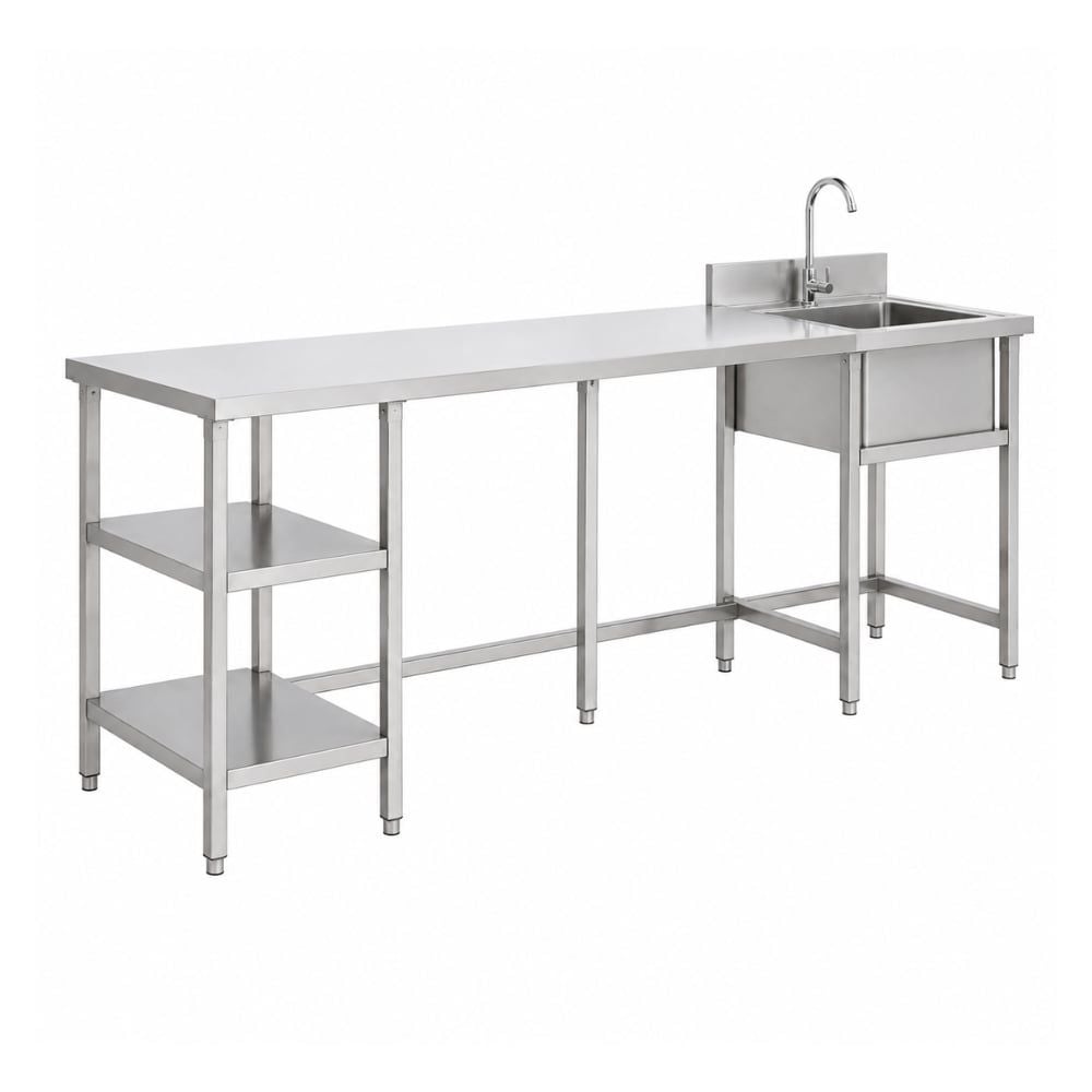 Bàn 3 tầng kèm chậu rửa đơn TC-B3T1C