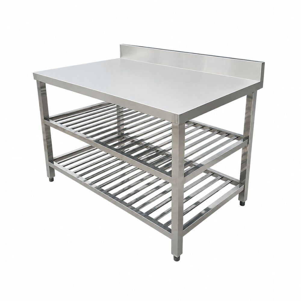 Bàn bếp inox có 2 giá nan TC-BB2NT