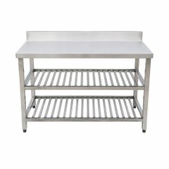 Bàn bếp inox có 2 giá nan TC-BB2NT