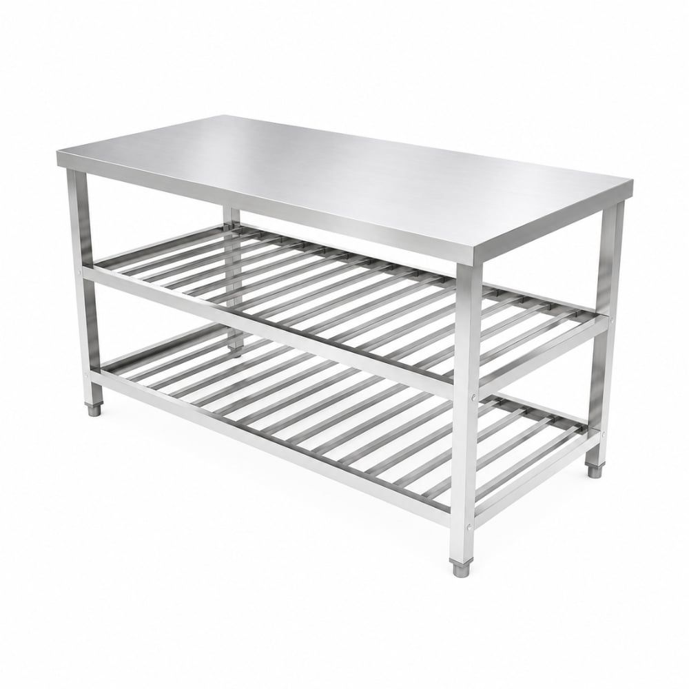 Bàn chặt inox có 2 giá nan TC-BC2GN