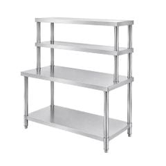 Bàn inox 2 tầng có 2 kệ phẳng trên bàn TC-B22KP