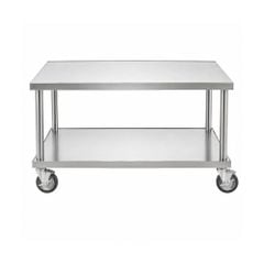 Bàn inox 2 tầng có chân di động