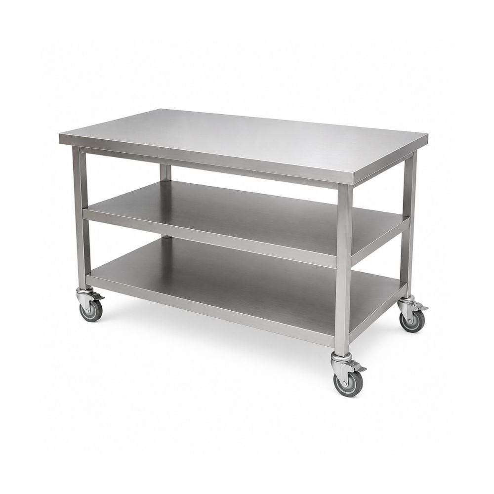 Bàn inox 3 tầng có bánh xe TC-B3TX