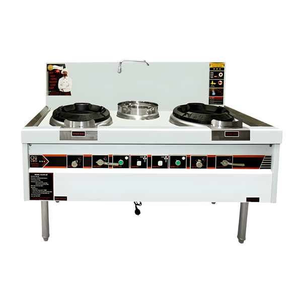 Hình ảnh Bếp Á 2 họng gang có quạt thổi 1500 chính diện