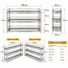 Giá inox 3 tầng nan treo tường TC-GTT03