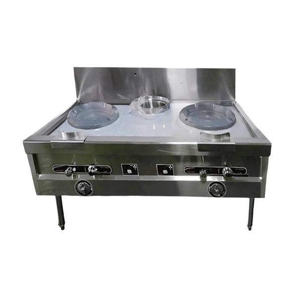 Hình ảnh Bếp Á 2 họng gang có quạt thổi 1m5 (Chỉnh gió & Lửa mồi) mặt chính diện