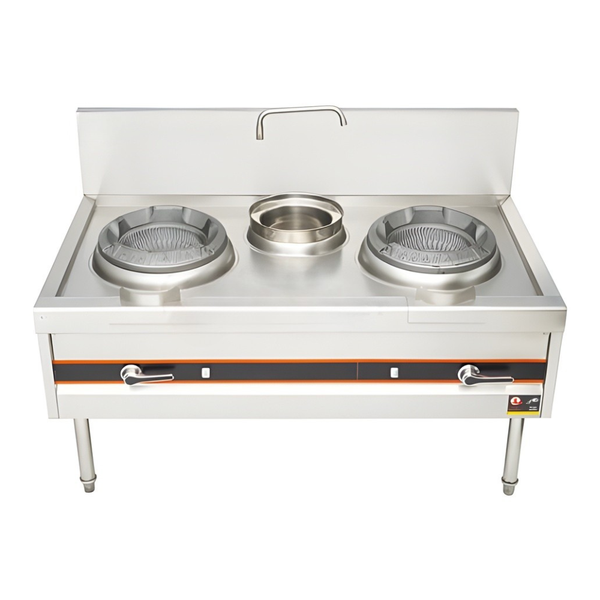 Hình ảnh Bếp Á 2 họng gang có quạt thổi 1500 chính diện