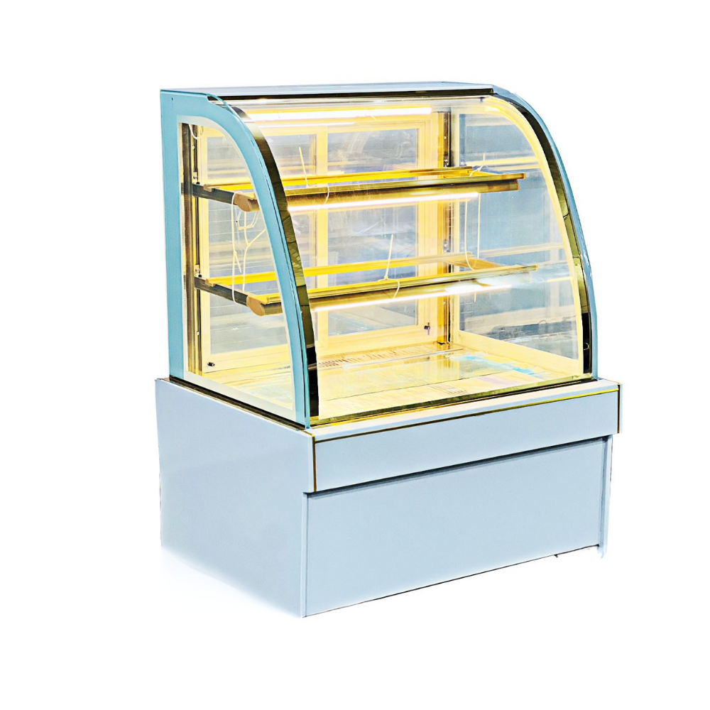 Tủ bánh kem 3 tầng kính cong 90cm
