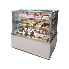 Tủ bánh kem 3 tầng kính vuông 1.2m sấy màng 2 mặt