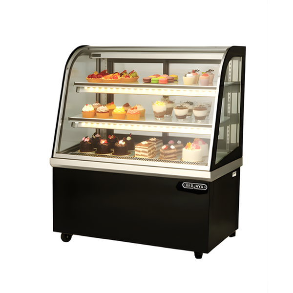 Hình ảnh Tủ trưng bày bánh kem kính cong BERJAYA CCS09SB13-2FB mặt góc bên trái