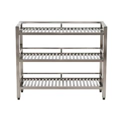 Kệ inox 3 tầng giá nan có lan can TC-KNC03