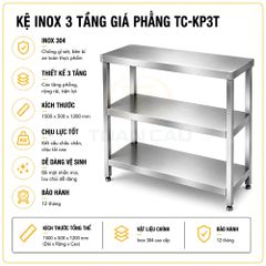 Kệ inox 3 tầng giá phẳng TC-KP3T