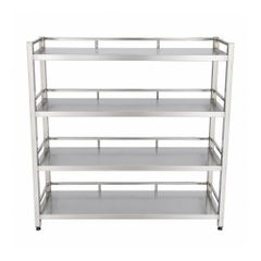 Kệ inox 4 tầng giá phẳng có lan can TC-KPC04