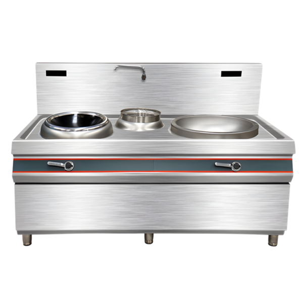 Hình ảnh Bếp xào điện từ mặt kính và trực tiếp có bầu nước (8KW, 12KW, 15KW) mặt chính diện