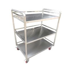 Xe đẩy inox 3 tầng có lan can TC-XD003