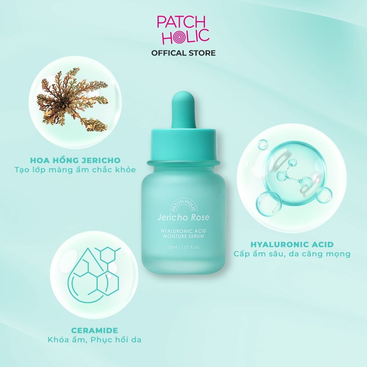  Serum Cấp Ẩm Chiết Xuất Hoa Hồng Jericho Patch Holic 