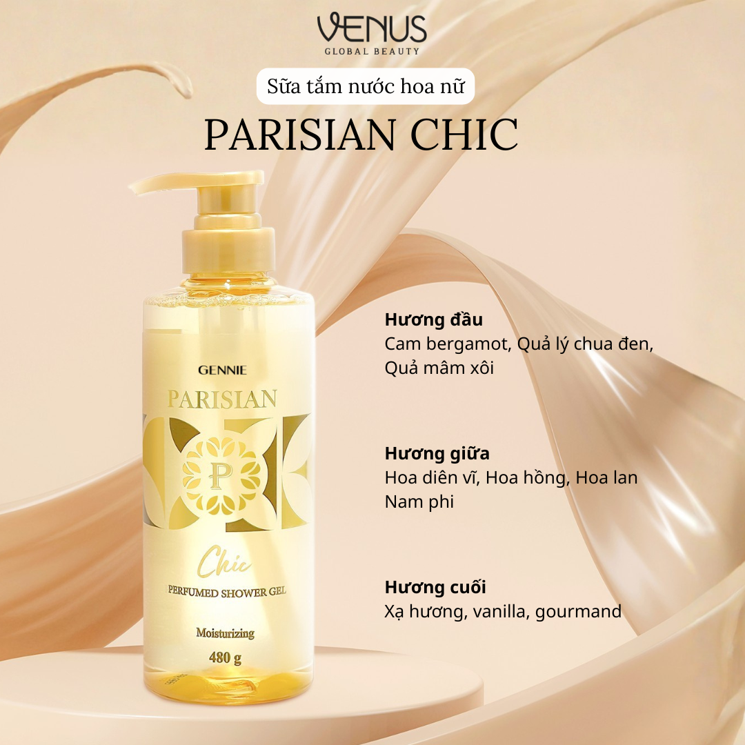  Sữa tắm Nước hoa Nữ Gennie Parisian 480ml hương thơm sang trọng, quyến rũ 