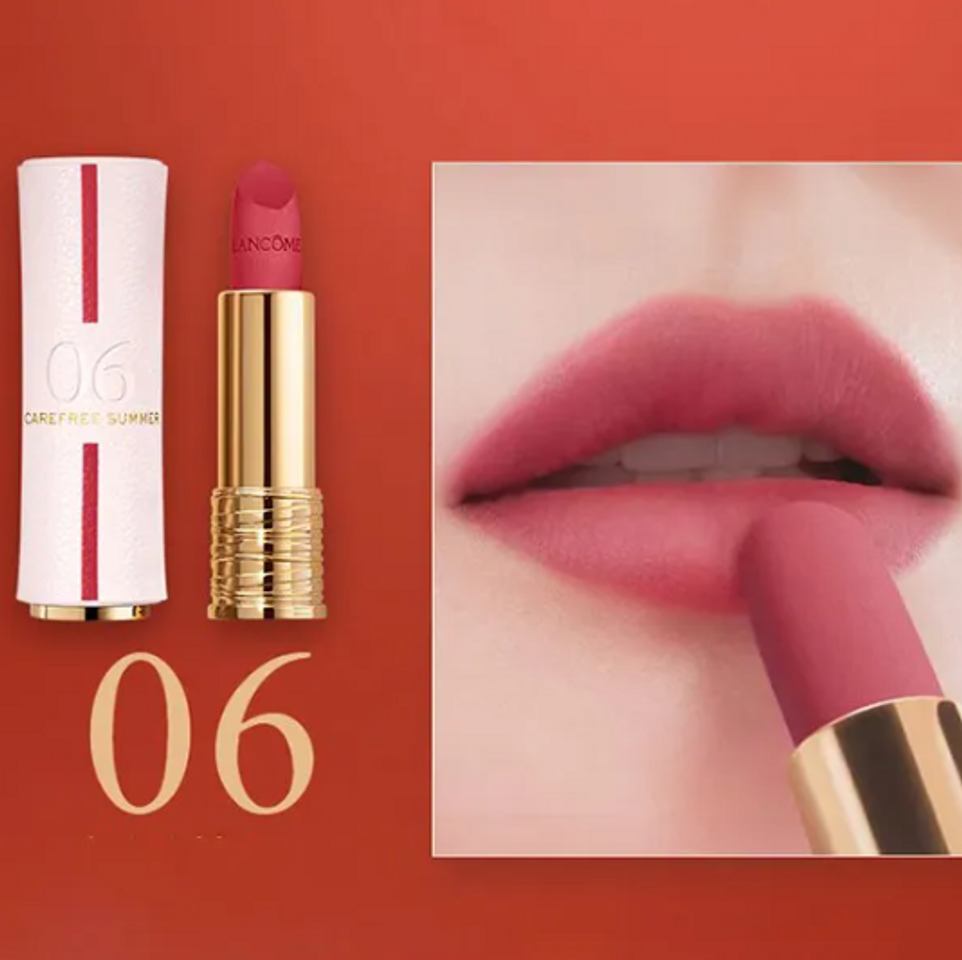  Son Lancome L'Absolu Rouge Drama Matte 06 Carefree Summer - Hồng Sen (Phiên bản Limited 2025) ( Fullbox và Túi hãng) 