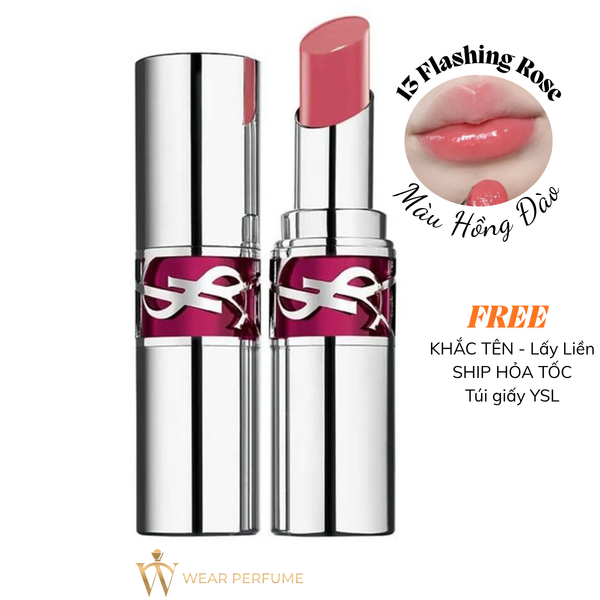  Son YSL Rouge Volupté Candy Glaze 13 Flashing Rose – Màu Hồng Đào 