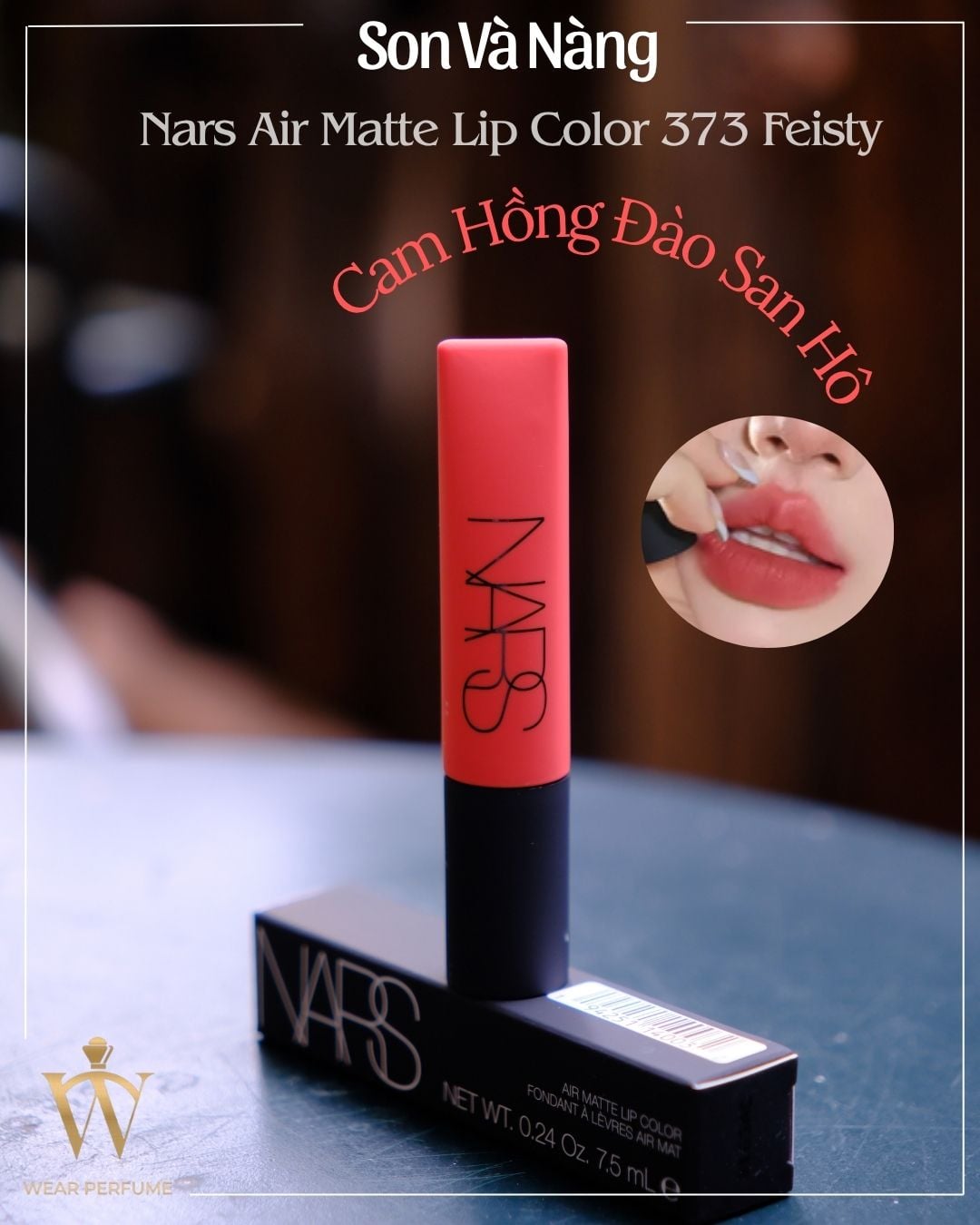  Son Nars Air Matte Lip Color 373 Feisty - Màu Cam Hồng Đào San Hô 