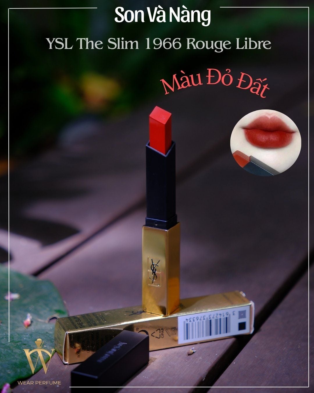  Son YSL Rouge Pur Couture The Slim 1966 Rouge Libre – Màu Đỏ Đất 