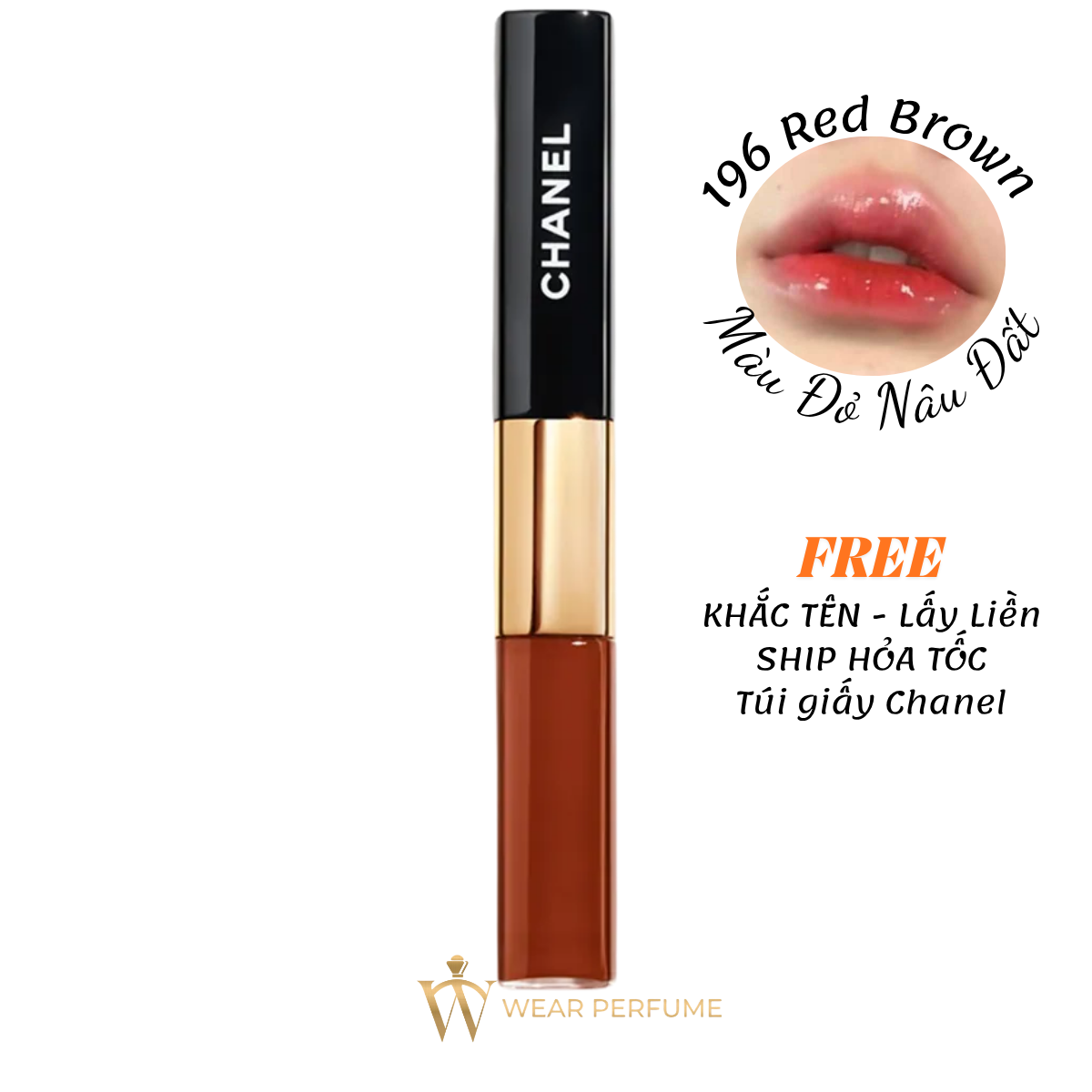  Son Kem Chanel Le Rouge Duo Ultra Tenue Ultrawear Liquid Lip 196 Red Brown – Màu Đỏ Nâu Đất 