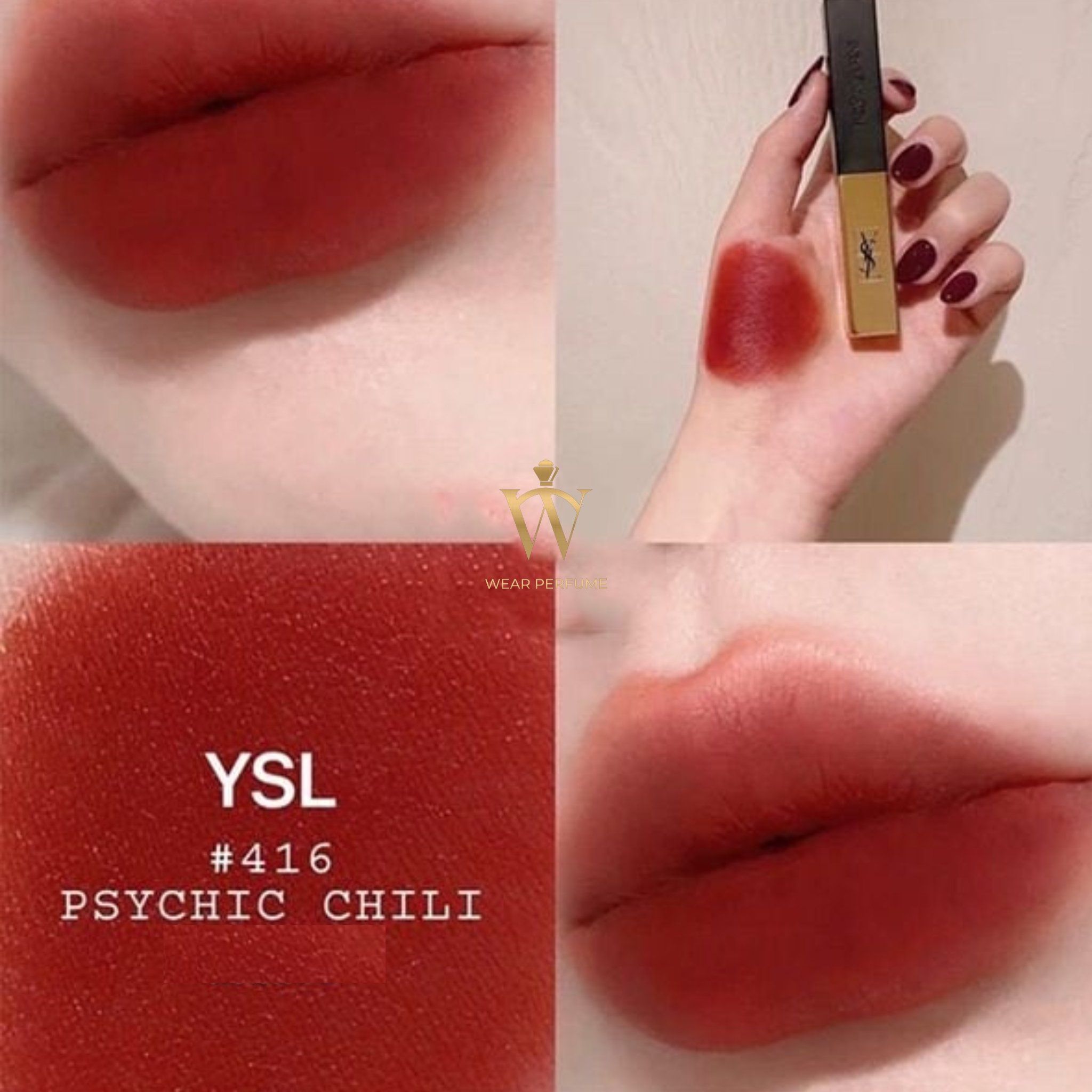  Son YSL Slim 416 Psychic Chili - Màu Đỏ Cam Đất 
