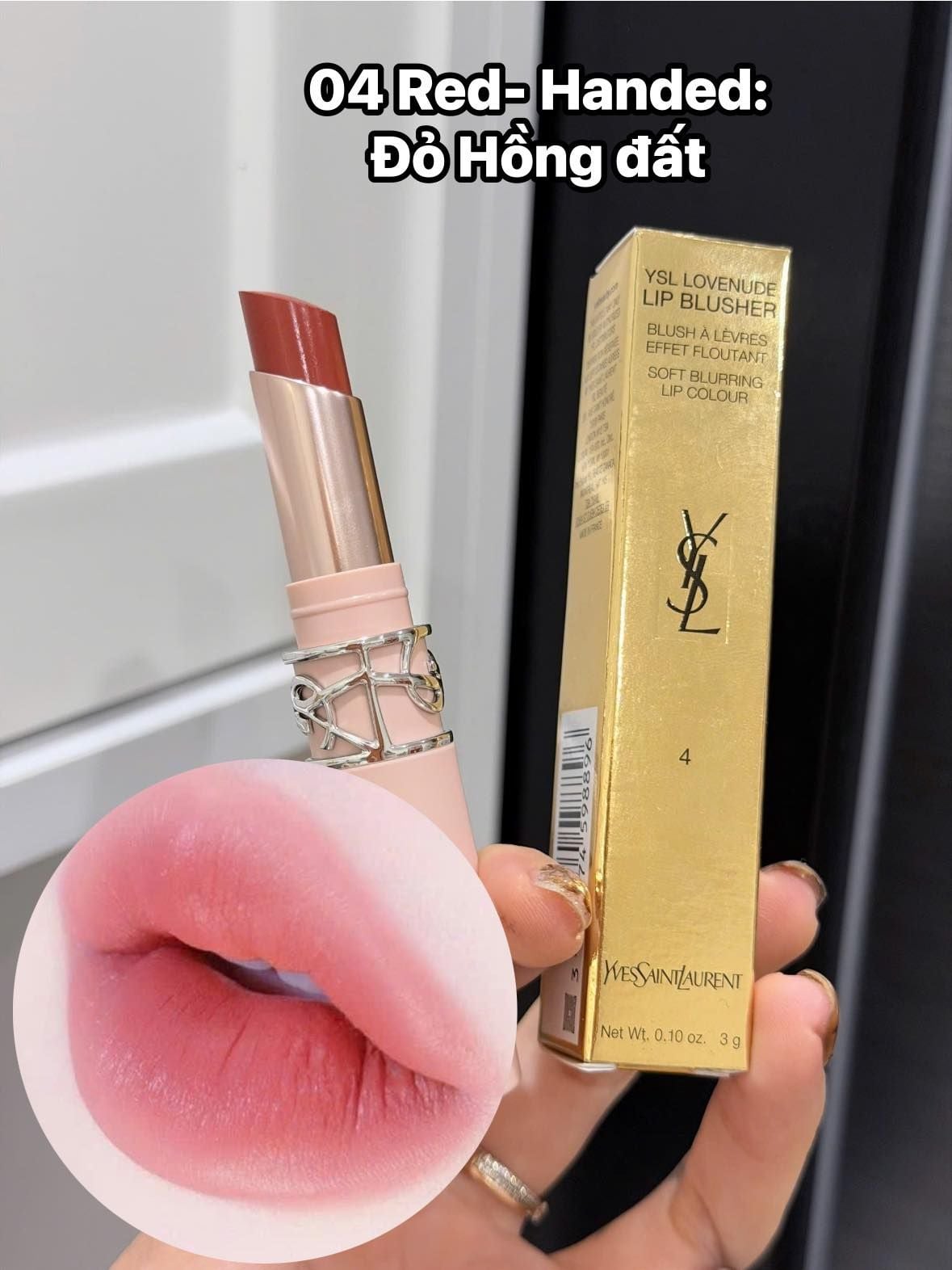  Son Dưỡng Yves Saint Laurent YSL Lovenude Lip Blusher 04 Red-Handed - Màu Đỏ Hồng Đất 