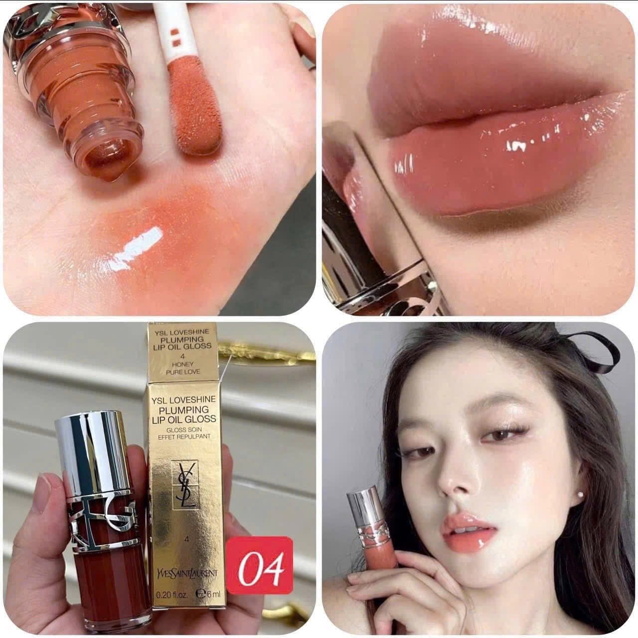  Son YSL Loveshine Plumping Lip Oil Gloss 04 Honey Pure Love - Màu Cam Nude 