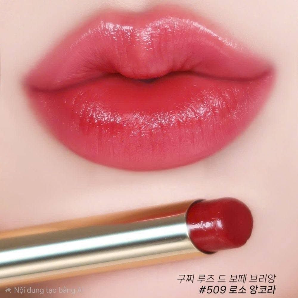  Son Dưỡng Gucci Rouge De Beauté Brillant 509 Gucci Rosso Ancora - Màu Đỏ Lạnh 