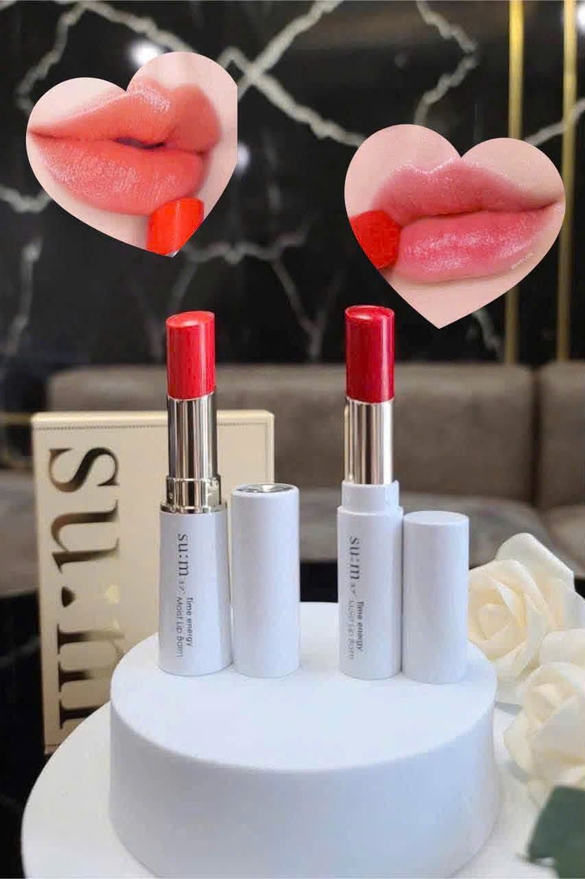  Set Son Dưỡng Môi SU:M37 Time Energy Moist Lip Balm Special – Coral & Red 